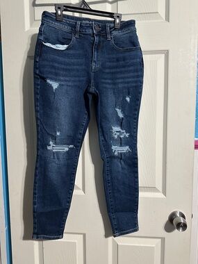 Maurices Dark Blue Distressed Skinny Jeans